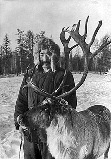 Reindeer herder in Yakutia (historical photo from around 1900) Yakut Sakha herder.jpg