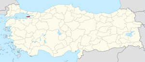 Locatie van de provincie Yalova in Turkije