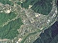 安芸高田市旧吉田町中心部周辺の空中写真（2005年撮影）