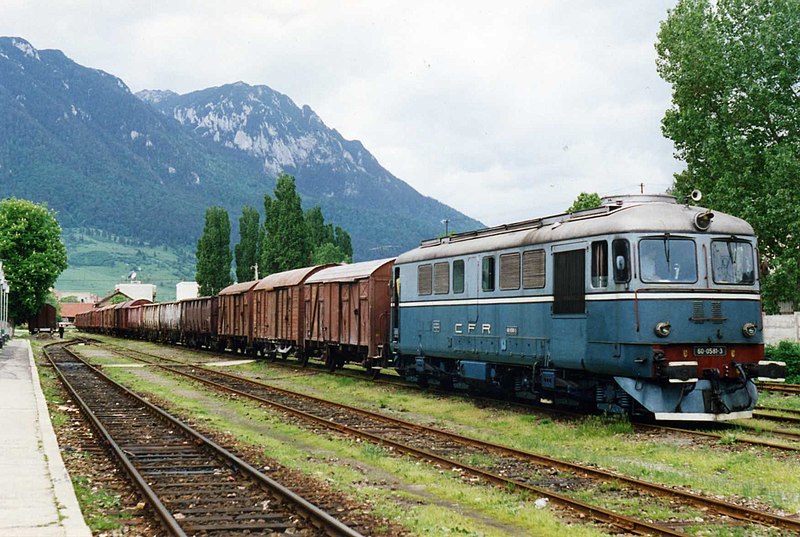 File:Zărneşti may 1994 CFR 60 0581-3 with goods wagons..jpg