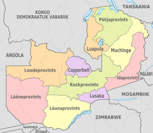 Zambia, administrative divisions - et - colored.svg