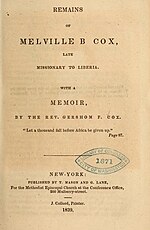 Thumbnail for File:(1839) Remains of Melville B. Cox.jpg