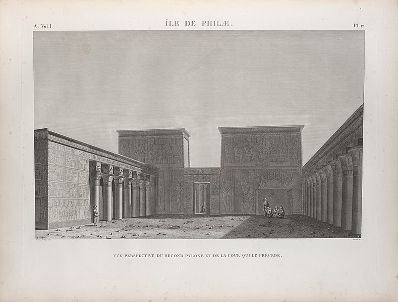 Pl.17 - Vue perspective du second pylône et de la cour qui le précède