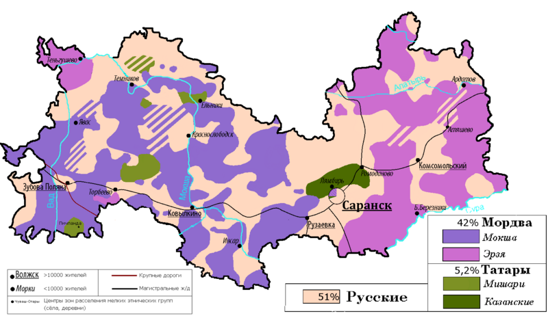 Ethnic map of Mordovia