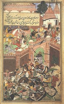 The Mughal Army of Babur sacked Chanderi, capital of Medini Rai. 1528 Chanderi fort-large.jpg