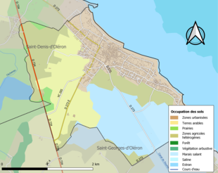 Kolorowa mapa przedstawiająca użytkowanie gruntów.