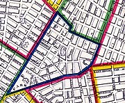 1831 map showing Five Points within the Sixth Ward