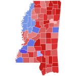 2015 Mississippi gubernur hasil pemilihan peta oleh county.svg