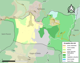 Barevná mapa znázorňující využití půdy.