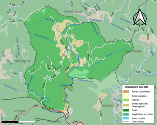 Kolorowa mapa przedstawiająca użytkowanie gruntów.