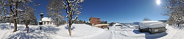 360° Panorama mit hl Maria und Gh Fetz auf dem Bödele