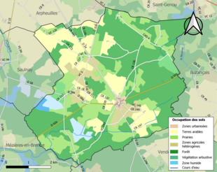 Carte en couleurs présentant l'occupation des sols.