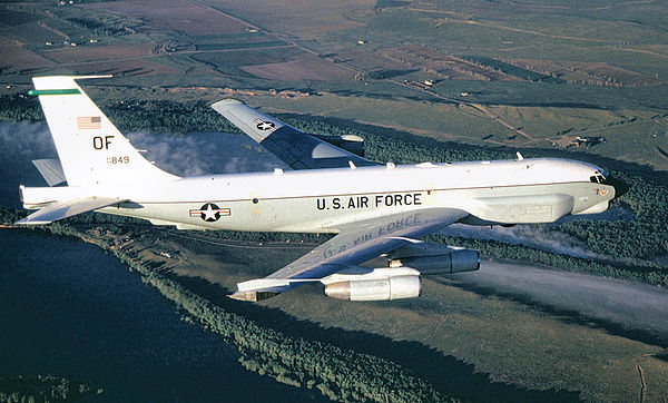 Boeing RC-135U Combat Sent 64-14849 intelligence aircraft located at Offutt Air Force Base, Neb., provides strategic electronic reconnaissance informa