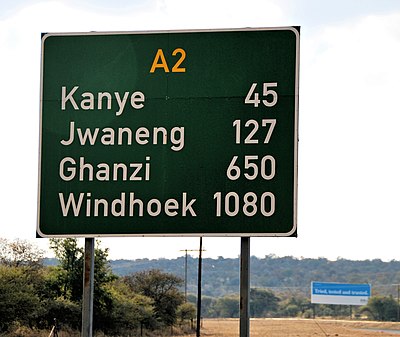 Road signs in Botswana