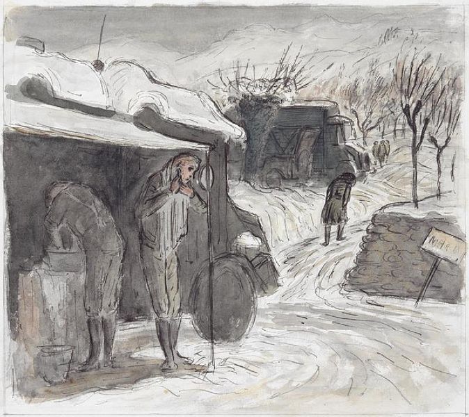 File:A Soldier Shaving in the Snow Art.IWMARTLD4935.jpg