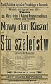 Afisz przedstawienia z 1902 z muzyką S. Moniuszki