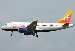 Airbus A319-112, Druk Air - Royal Bhutan Airlines JP7534594.jpg