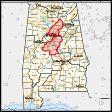 Description de l'image Alabama's 6th congressional district (2023–2025).svg.