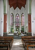 View through the nave to the choir of St. Silvester zu Alder.