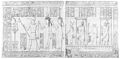 Аменхотеп в сопровождении богинь. Рисунок карандашом с южной стены святилища храма Дейр-эль-Бахри