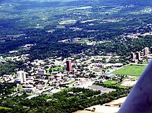 UMass Amherst looking southeast from the air