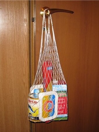 String bag with shopping items