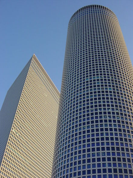 Azrieli Center towers; for a good view of the city, climb up to the circular tower observatory