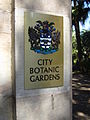 "Queen's Park" gate detail on the Albert Street entrance to the Brisbane City Botanic Gardens.