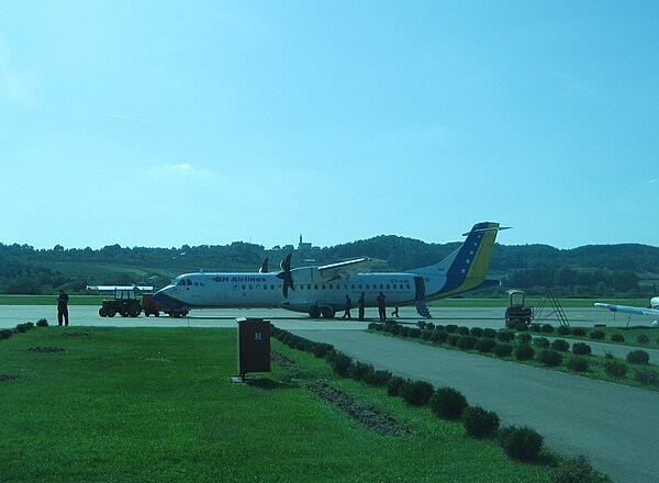 B&H Airlines ATR 72 at Banja Luka airport preparing for the flight to Zürich, August 2010