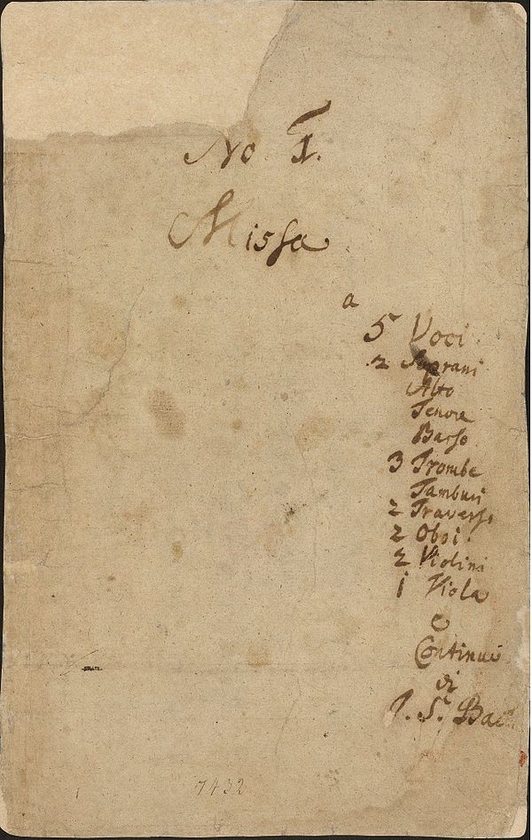 Autograph of the title page of the first book, Missa