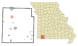 Barry County Missouri Incorporated and Unincorporated areas Purdy Highlighted.svg