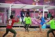 Deutsch: Beachhandball bei den Olympischen Jugendspielen 2018; Tag 6, 12. Oktober 2018; Jungen, Platzierungssspiel Ränge 7-8 – Venezuela-Italien 2:0 English: Beach handball at the 2018 Summer Youth Olympics at 12 October 2018 – Boy's Placement Match 7-8 – Venezuela-Italy 2:0