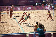 Deutsch: Beachhandball bei den Olympischen Jugendspielen 2018; Tag 4, 10. Oktober 2018; Mädchen, Vorrunde, Gruppe A - Ungarn-Chinese Taipei (Taiwan) 2:0 English: Beach handball at the 2018 Summer Youth Olympics at 10 October 2018 – Girls Preliminary Round Group A‎ – Hungary-Chinese Taipei 2:0