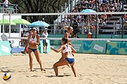 Deutsch: Beachvolleyball bei den Olympischen Jugendspielen 2018; Tag 11, 17. Oktober 2018; Jungen, Spiel um Platz 3 – USA (Devon Newberry/Lindsey Sparks)-Norwegen (Emilie Olimstad/Frida Berntsen) 1:2 (21–1/13–21/9–15) English: Beach volleyball at the 2018 Summer Youth Olympics at 17 October 2018 – Bronze Medal Match – USA (Devon Newberry/Lindsey Sparks)-Norway (Emilie Olimstad/Frida Berntsen) 1:2 (21–1/13–21/9–15)