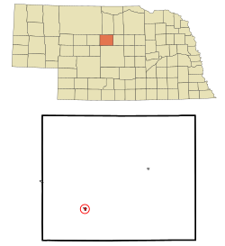 Blaine County Nebraska Incorporated and Unincorporated areas Dunning Highlighted.svg