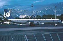 A Sabena Boeing 707 near its end of service, in 1981.