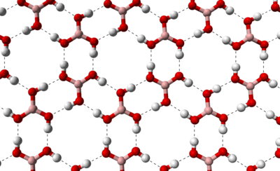 Modèle de tige d'acide borique dans une couche de cristal d'acide borique