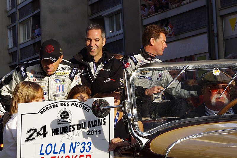 File:Bouchut, Barbosa, and Tucker Le Mans drivers parade 2011.jpg