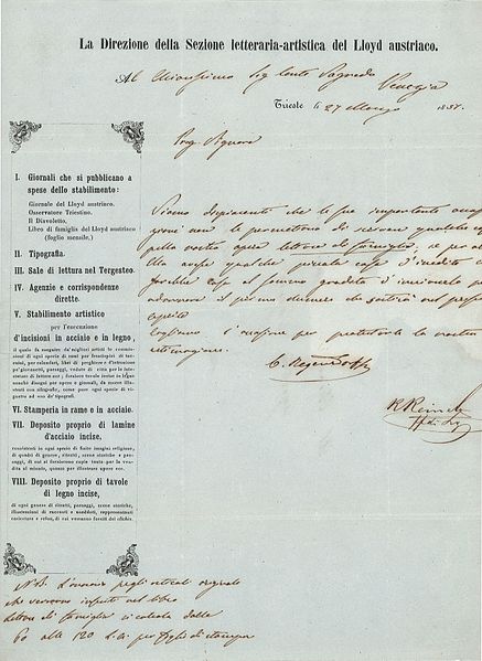 File:Brief der III. Sektion des ÖL an Agostino Sagredo (1857).jpg