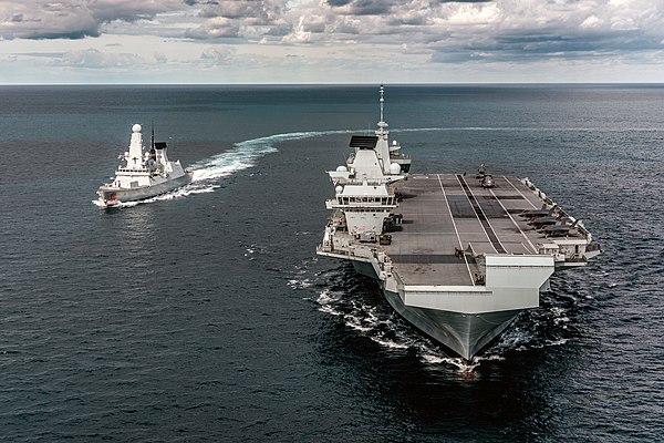 Dragon operating with HMS Queen Elizabeth in 2019