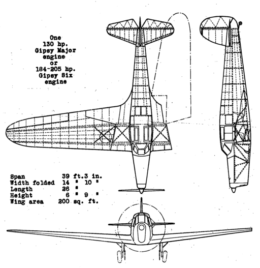 British Klemm Eagle 3-view NACA-AC-195