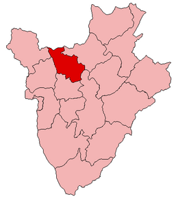 Harta provinciei Kayanza în cadrul statului Burundi