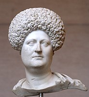 Bust of a Roman woman wearing a "diadem" wig, c. 80 CE