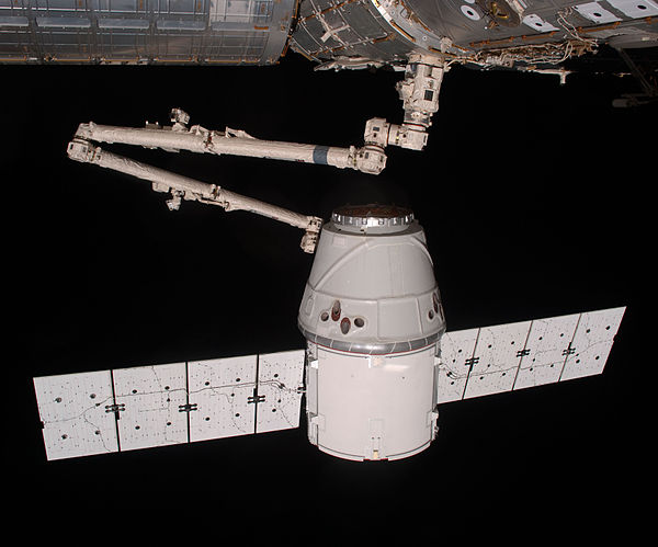 The SpaceX Dragon berthing with the ISS during its final demonstration mission, on 25 May 2012