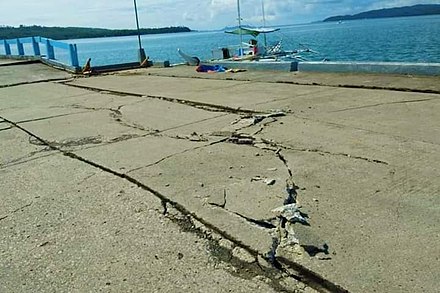 Cracks on the pier of Cataingan Port after the 2020 Masbate earthquake