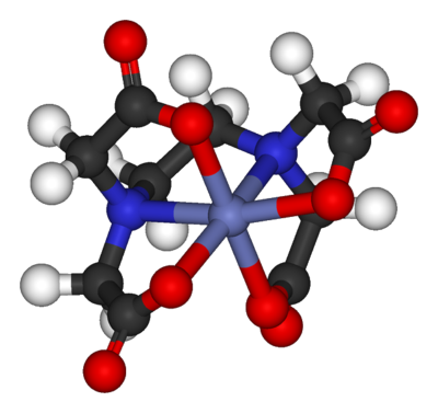[Co(EDTA)]−中，Co3+离子被EDTA八面体型螯合。