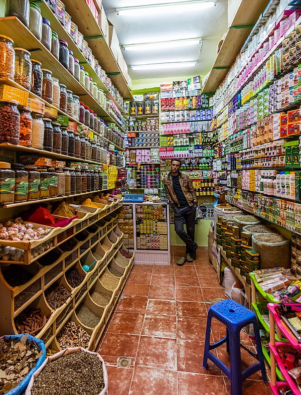 A grocery and cosmetics store in Tangier, Morocco