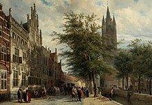 Cornelis Springer's The Gemeenlandshuis and the Old Church, Delft, Summer (1877) Cornelis Springer, The Gemeenlandshuis and the Old Church, Delft, Summer (1877).jpg