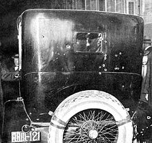 Rear part of the car in which Eduardo Dato was assassinated, showing the bullet holes. Cotxedato.jpg