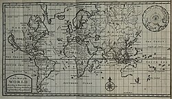 The map of Ambrose Cowley's circumnavigation in the 1699 edition of his travels Cowley's Circumnavigation 1699.jpg